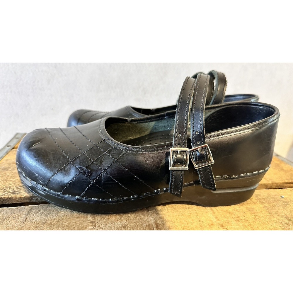 Sanita Mary Jane Clogs Goth Embroidered Leather Womens 8.5 39 Black Excellent